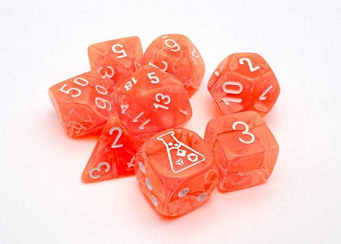 CHX: Lab Dice (7p): Trans. Neon Orange/White