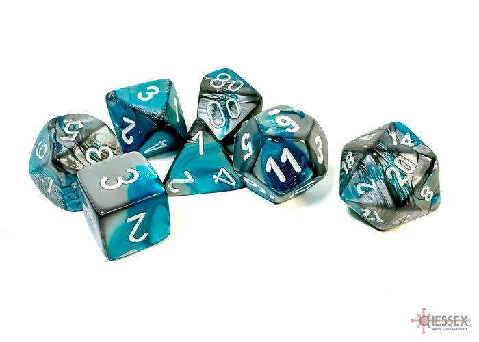 CHX: Gemini Dice (7p): Steel-Teal w/White