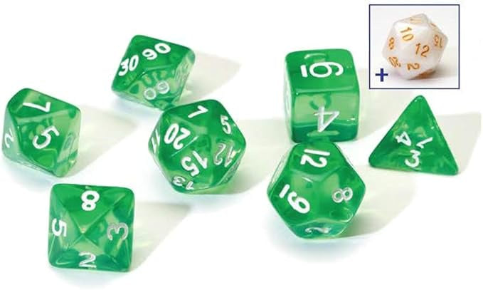 SDZ: Translucent Dice (8p): Green w/White