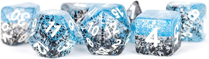 MDG: Resin Dice (7p): Blue & Black Particle w/White
