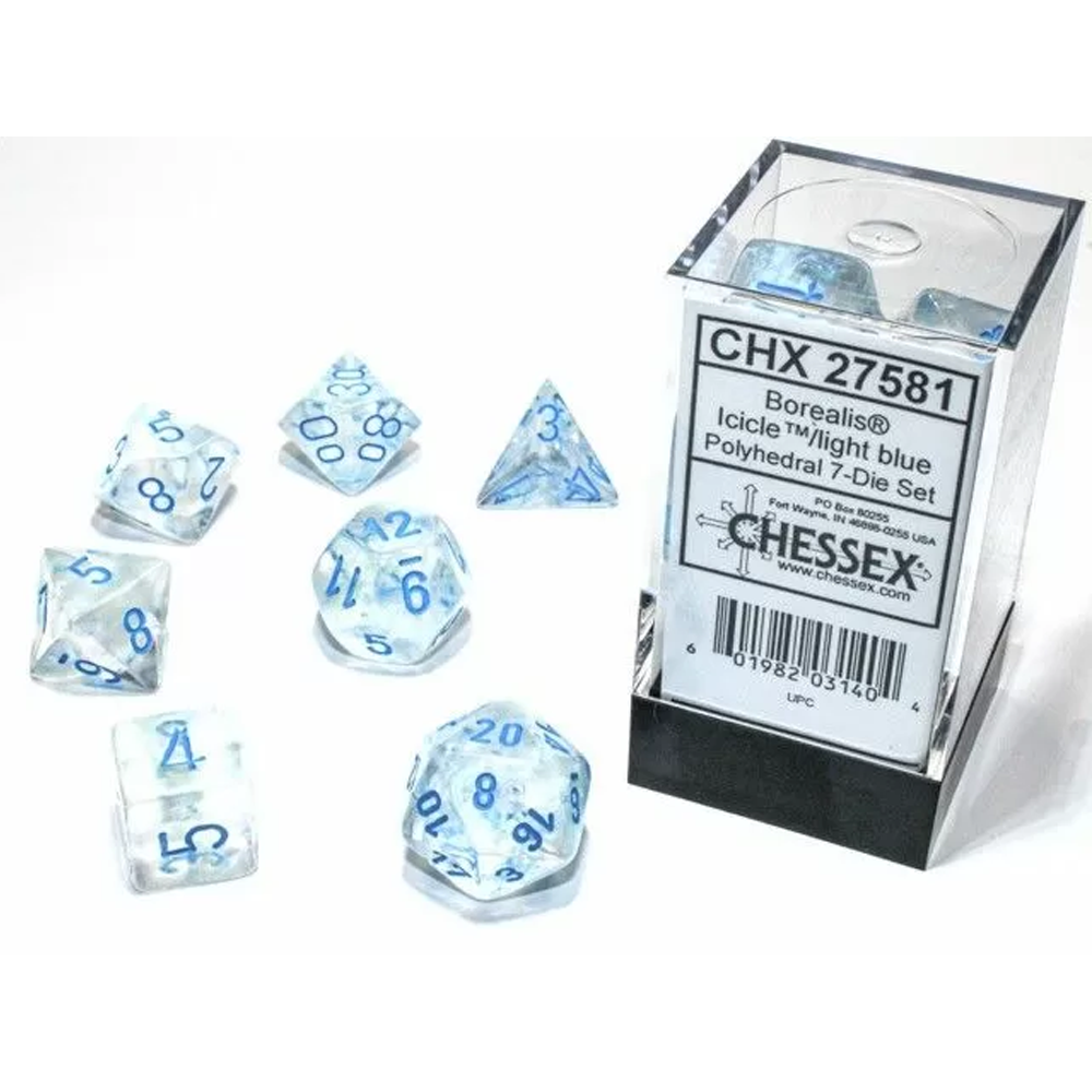 CHX Borealis dice (7p) Icicle/light blue