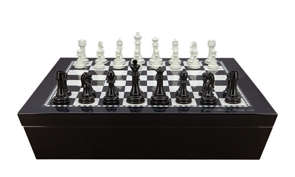 Black and White High Gloss Finish Angular Chess 20”