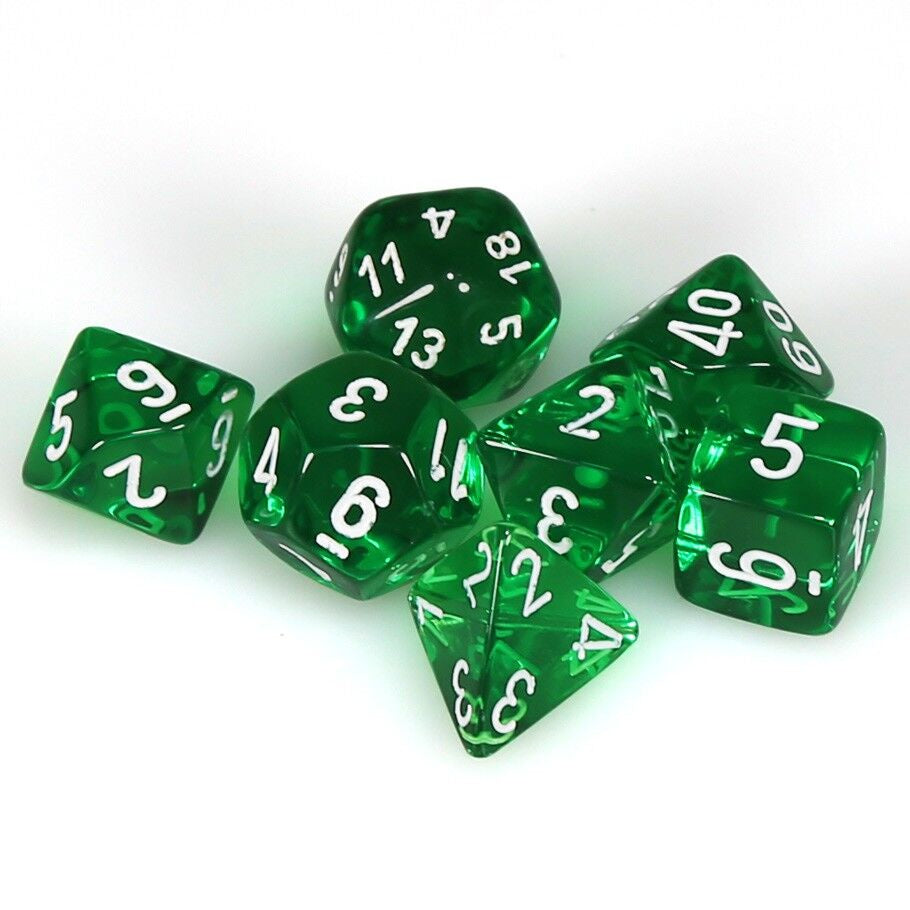 CHX: Translucent Dice (7p): Green w/White