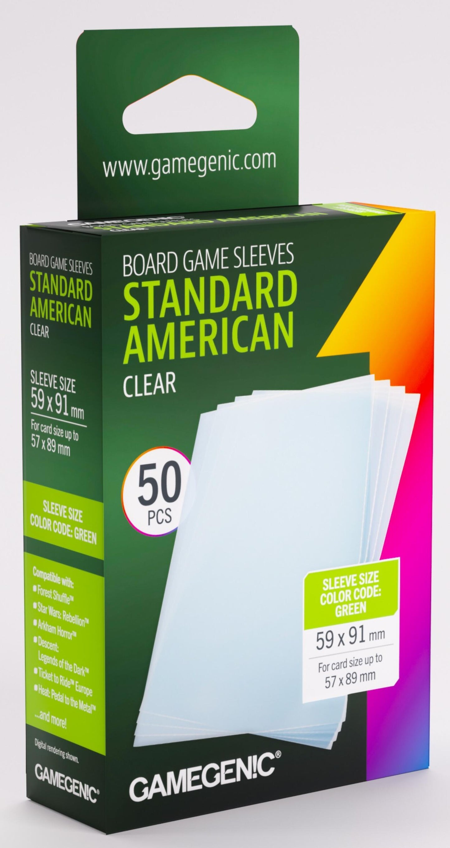 Gamegenic Card Sleeves - Standard American Clear (59mm x 91mm) (50 Sleeves Per Pack)