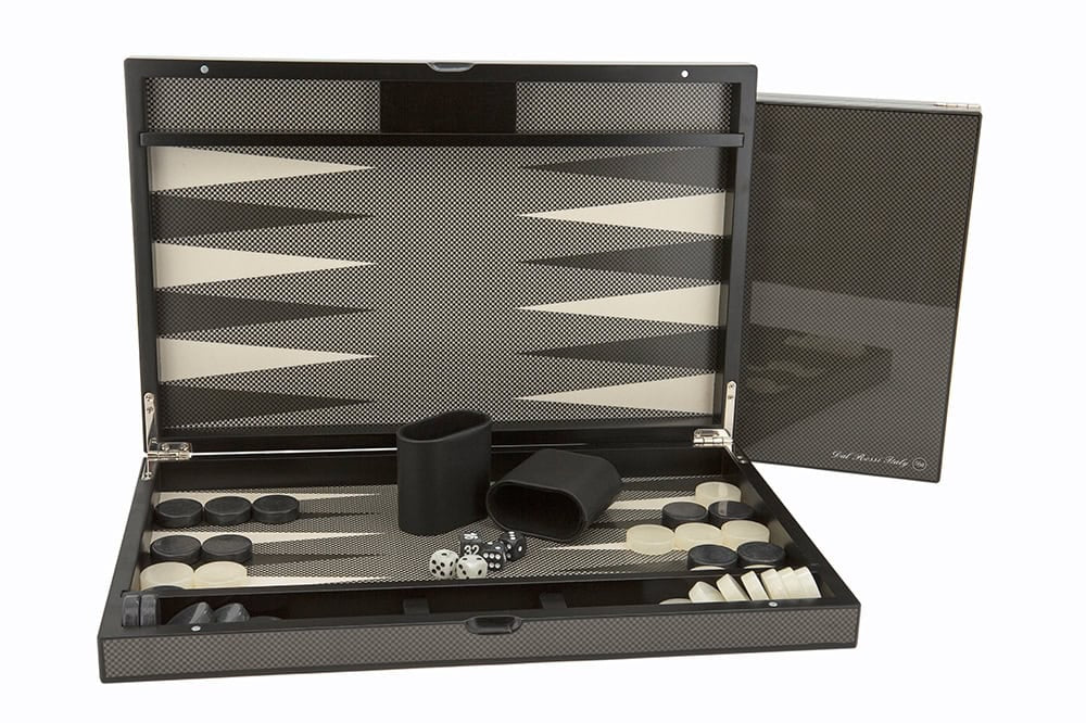 Dal Rossi Carbon Fibre Finish Backgammon 18″