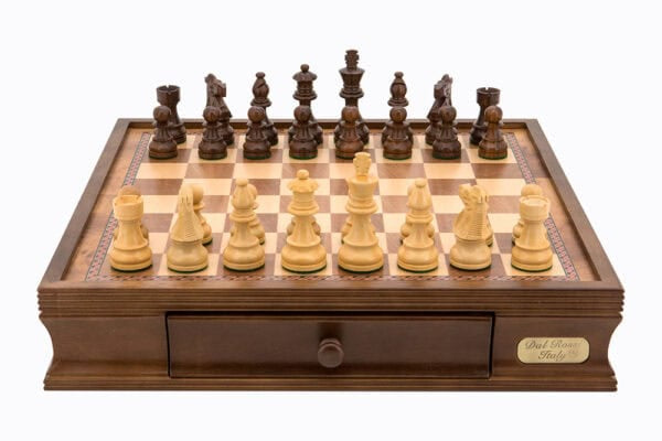 Dal Rossi Chess Set 16″, w Boxwood/Sheesham 85mm Double-Weighted Pieces