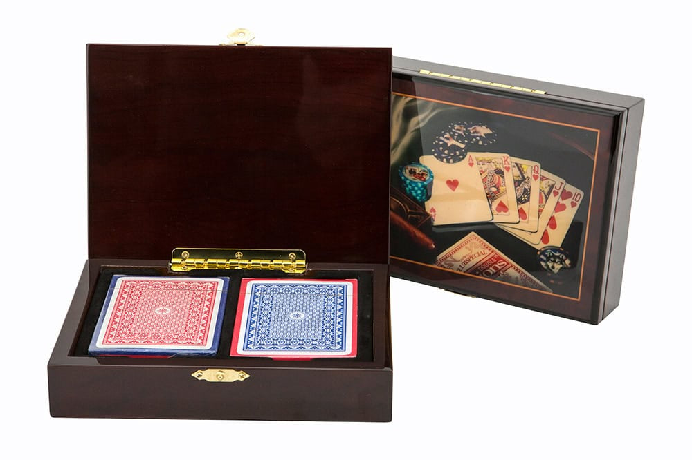 Las Vegas Card Box Wood Cigar Style