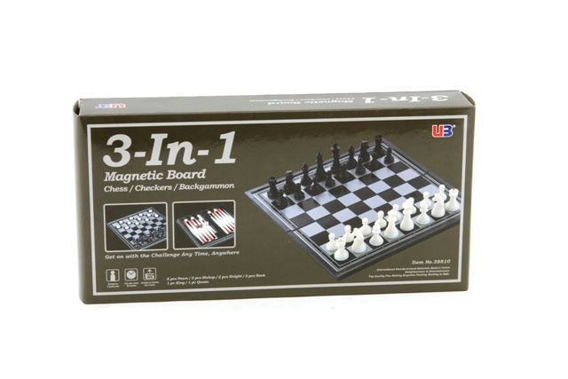 3 in 1 Chess/Checkers/Backgammon (Magnetic/Folding)