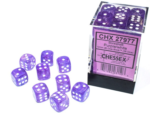 CHX: Borealis Dice (36 d6) [12mm]: Purple/White