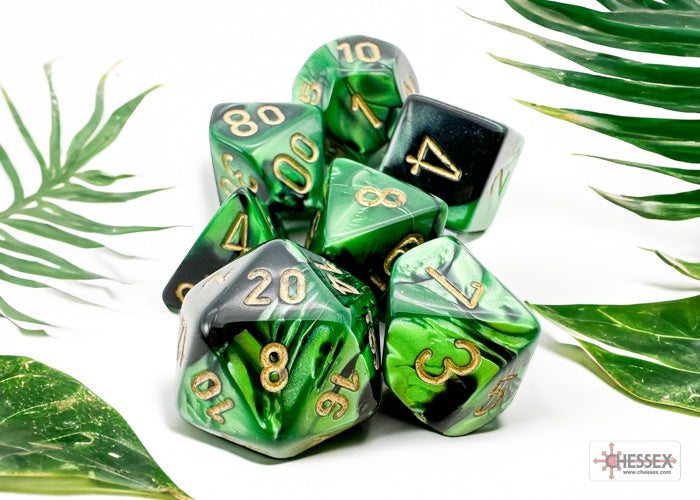 CHX: Gemini Dice (7p): Black-Green w/Gold