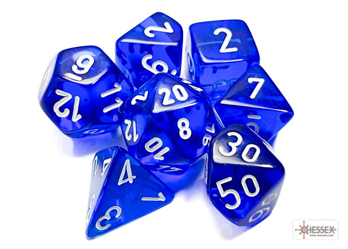 CHX: Translucent Dice (7p): Blue w/White