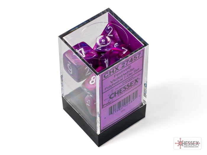 CHX: Festive Dice (7p): Violet w/White