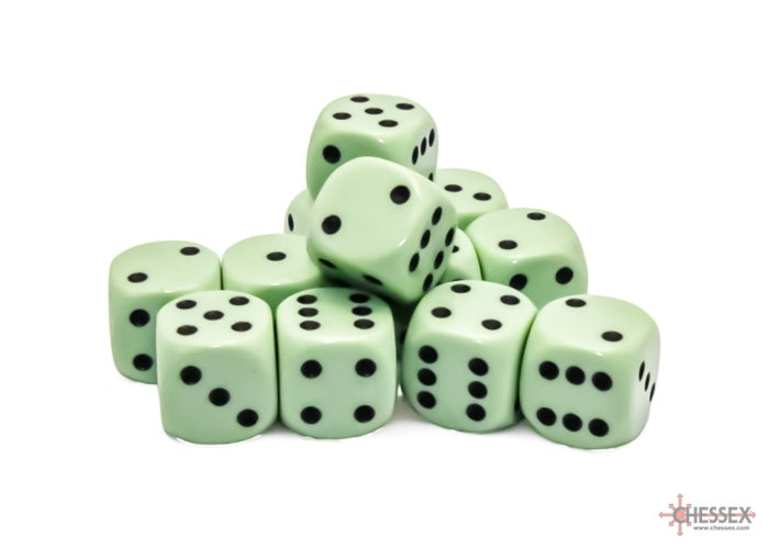 CHX Opaque dice (12 d6) (16mm) Pastel Green/black