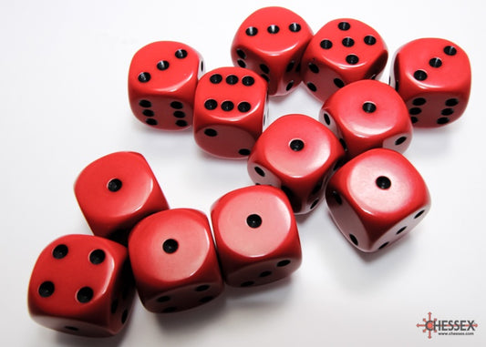 CHX: Opaque Dice (12 d6) [16mm]: Red w/Black