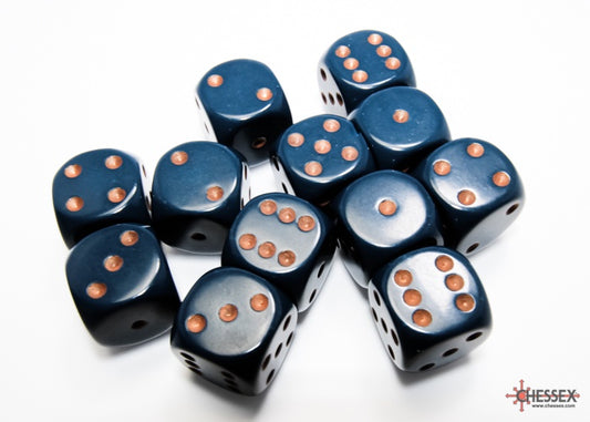 CHX: Opaque Dice (12 d6) [16mm]: Dusty Blue w/Gold
