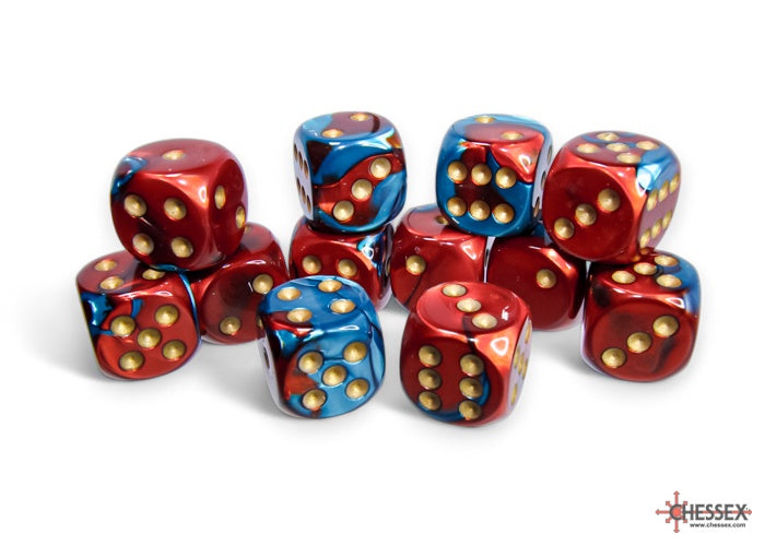 CHX: Gemini Dice (12 d6) [16mm]: Red-Teal w/Gold