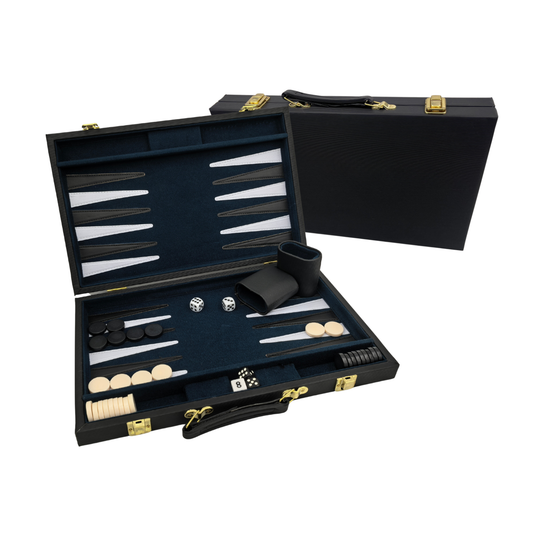 PVC Backgammon Set: Textured Black [18"]
