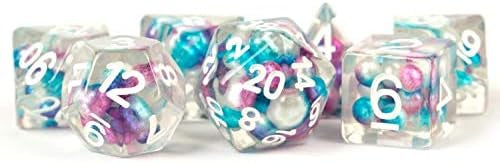 MDG: Resin Dice (7p): Pearl Purple-Teal w/White