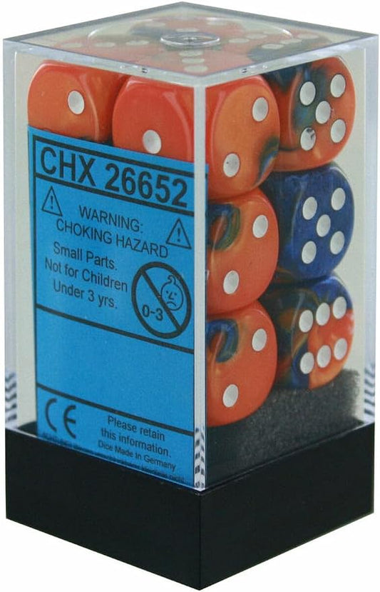 CHX: Gemini Dice (12 d6) [16mm]: Blue-Orange w/White