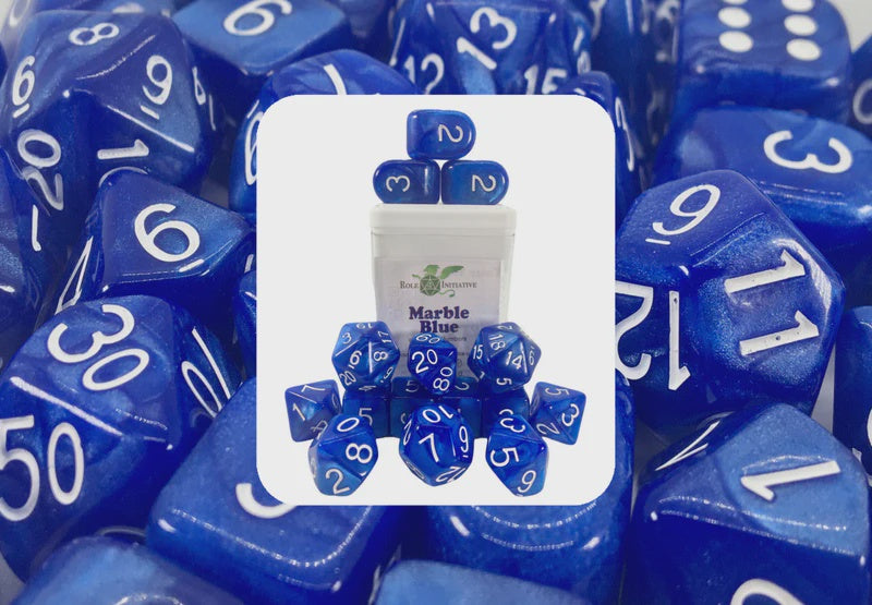 R4I: Marble Dice (15p): blue/white (Rounded D4)