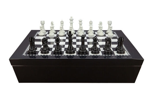 Black and White High Gloss Finish Angular Chess 20”