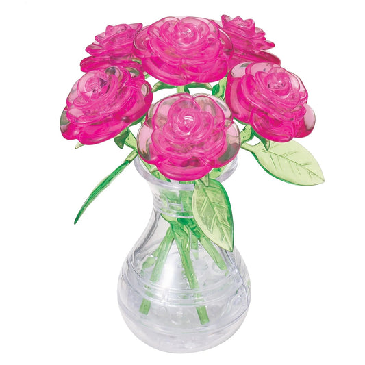 3D Crystal Puzzle: Six Roses (pink)