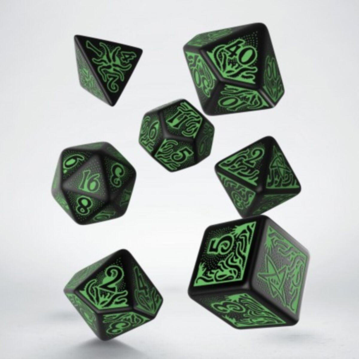 QWO: Call of Cthulhu Dice (7p): Black w/Green