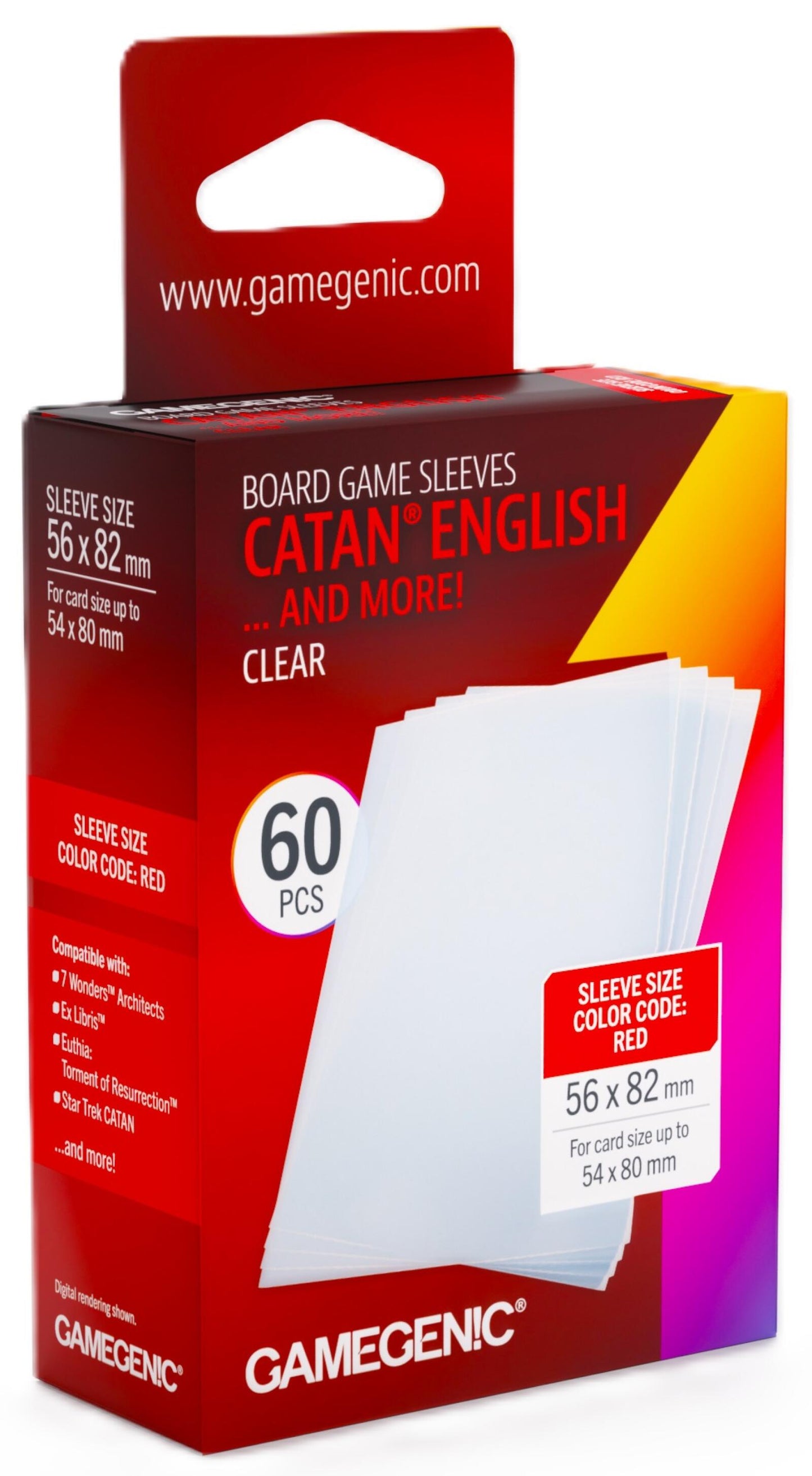 Gamegenic Card Sleeves - CATAN English Clear (56mm x 82mm) (60 Sleeves Per Pack)