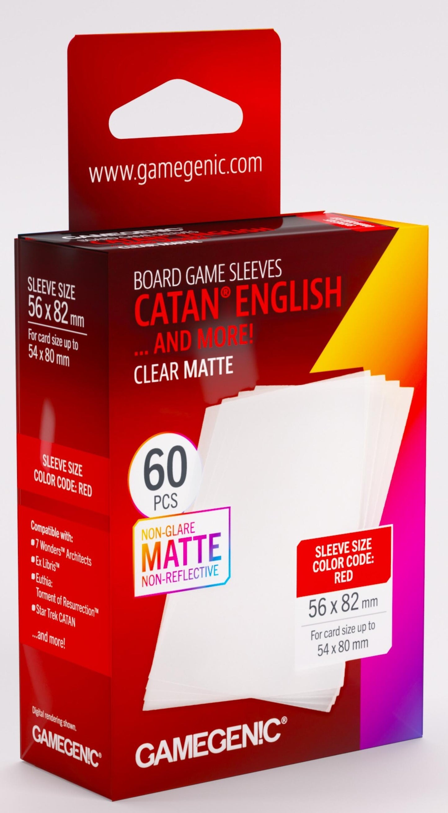 Gamegenic Card Sleeves - CATAN English Clear Matte (56mm x 82mm) (60 Sleeves Per Pack)