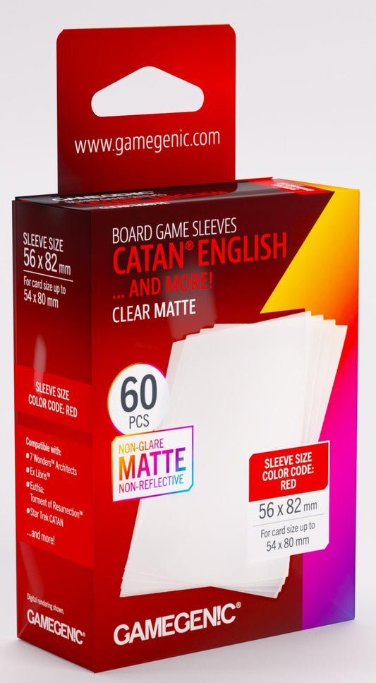 Gamegenic Card Sleeves - CATAN English Clear Matte (56mm x 82mm) (60 Sleeves Per Pack)