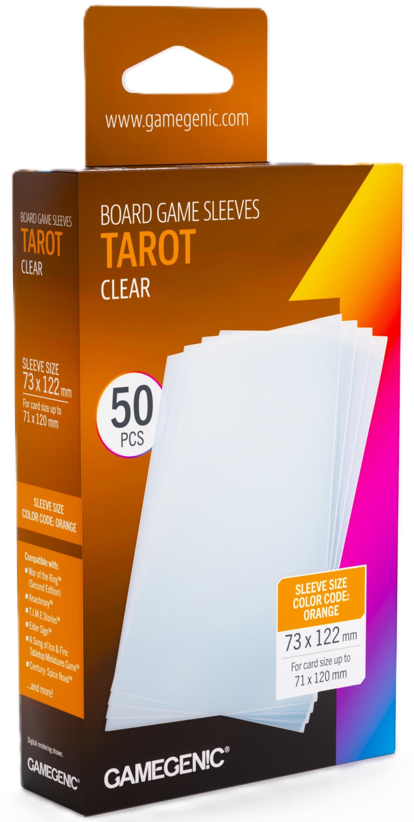 Gamegenic Card Sleeves - Tarot-Size Clear (73mm x 122mm) (50 Sleeves Per Pack)