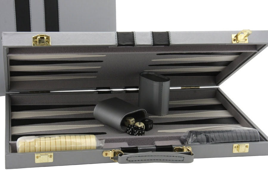 PVC Backgammon Set: Grey/Black [15"]