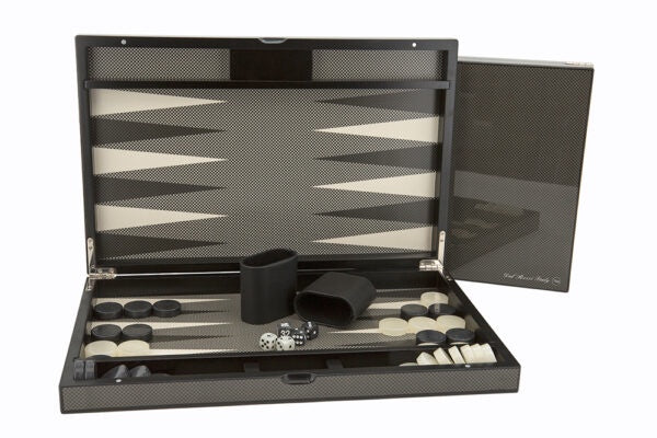 Dal Rossi Italy Carbon Fibre Finish Backgammon 15″