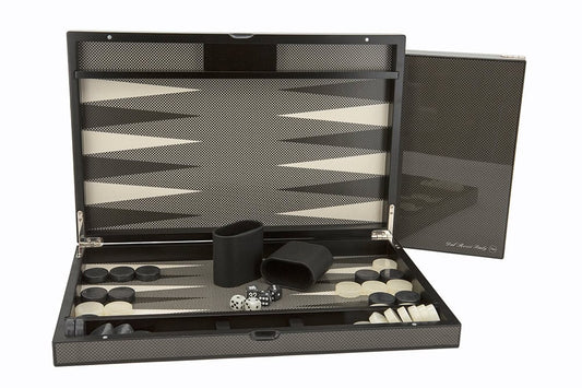 Dal Rossi Carbon Fibre Finish Backgammon 18″