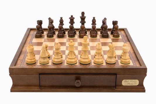 Dal Rossi Chess Set 16″, w Boxwood/Sheesham 85mm Double-Weighted Pieces