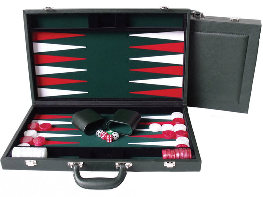DR: Green PU Leather Backgammon Set [18"] (Attache case)