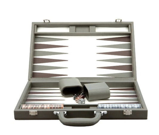 Dal Rossi Grey Backgammon 15″ PU Leather