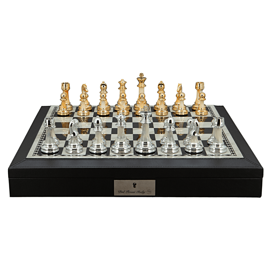 DR: Beveled Edge Chess set (18"), w gold & silver pieces